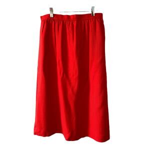 Vintage Evan Picone high waisted red linen midi skirt